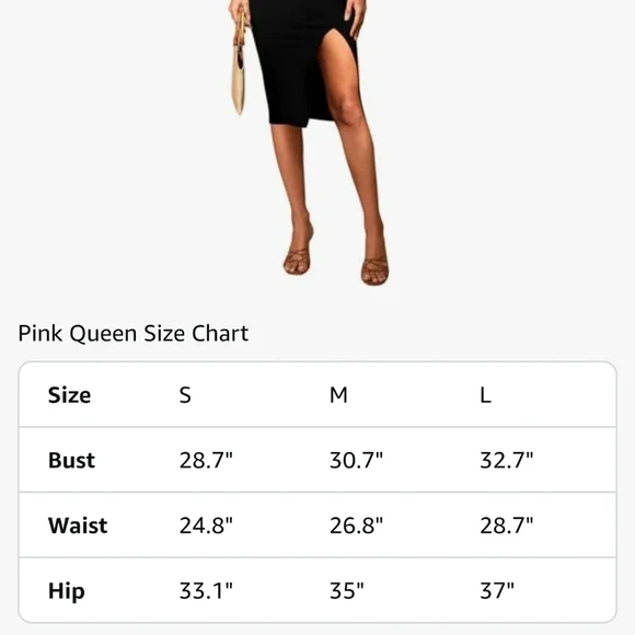 Black Bodycon Midi Dress with Cutout and Slit​​ - Picture 9 of 13